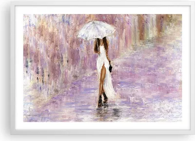 Produktbild von Gerahmtes Poster - Weißer Rahmen - Frau Regenschirm - 70x50 cm - Wand Bild - Wanddeko - Wandbilder - Kunstposter - Wandposter - Bilderrahmen - Bilder - Kunstdruck - Wandbild - P2WAA70x50-3822