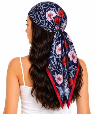 Produktbild von Damenschal Tuch Blume Bandana Kopftuch 90 x 90 cm Bunt