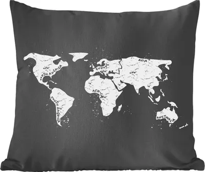 Produktbild von MuchoWow® Zierkissen Sofakissen Wohnzimmer Dekokissen 45x45 cm Weltkarte - Marmor - Schwarz - Weiß - Schlafpolster - Polster für das Sofa