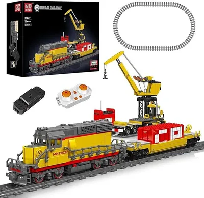 Obrázek produktu pro Stavebnice dieselové lokomotivy s návěsem, jeřábem, RC/APC inženýrská hrací souprava, zmenšený model s kolejemi pro dospělé, děti (1170 ks)