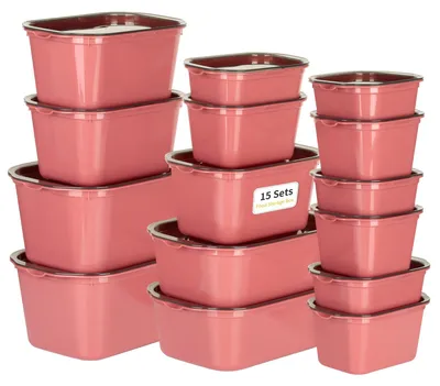 Immagine prodotto di VINATO Contenitori ermetici con coperchio (set da 15) - Contenitori per il congelatore, contenitori per alimenti, contenitori per alimenti in plastica senza BPA, impilabili, adatti al microonde - Colore: rosso
