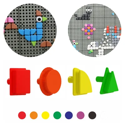 Produktbild von Masterkidz-Set mit 64 geometrisch geformten Stiften für Stammbretter