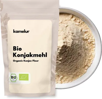 Image de Farine de konjac bio Kamelur® 500 g, poudre de racine de konjac sans additifs