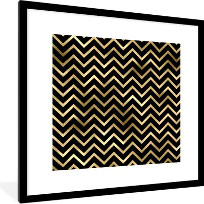 Produktbild von MuchoWow® Gerahmtes Poster Muster - Linie - Gold 40x40 cm - Poster mit Schwarzem Bilderrahmen Wandposter Rahmen Foto Bilder - Poster - Plakat im Rahmen