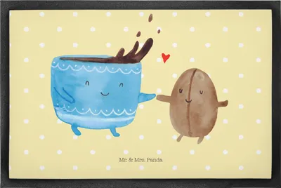 Produktbild von Mr. & Mrs. Panda Schmutzmatte Kaffee Bohne 50 x 75 cm - Gelb Pastell - Geschenk, Bodenvorleger, Fussmatte, Schmutzfangmatte, fußmatte, Türmatte, Kaffeebohne, Genuss