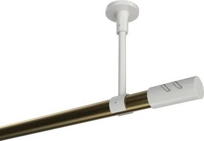 Produktbild von Interdeco Gardinenstange / Vorhangstange Messing Antik / Weiß, Typ Sonette Zoena (Glitzerzylinder) ohne Ringe, Deckenmontage, 20 mm Ø 1-läufig, 420 cm