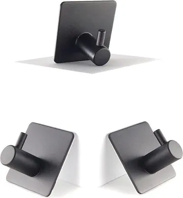 Immagine prodotto di Set di tre portasciugamani in acciaio inossidabile al 100%, neri, autoadesivi, senza forature, supporti da parete, ganci adesivi, per il bagno, portasciugamani.