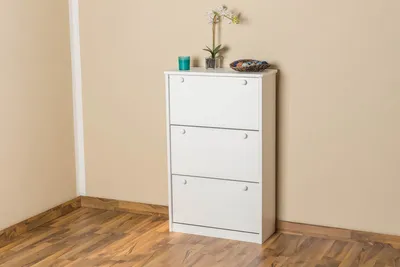 Produktbild von Massivholz-Schuhschrank, Farbe: Weiß 115x72x30 cm