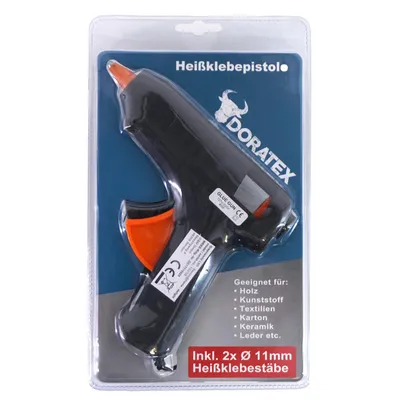Produktbild von Heißklebepistole Klebepistole Heissklebepistole Inkl. 2x Heißklebestäbe Ø11mm Schmelzklebepistole Schwarz Orange