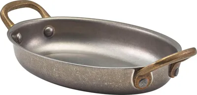 Obrázek produktu pro GENWARE oválný servírovací hrnec, vintage nerezová ocel, objem: 0,35 litru, výška: 30 mm