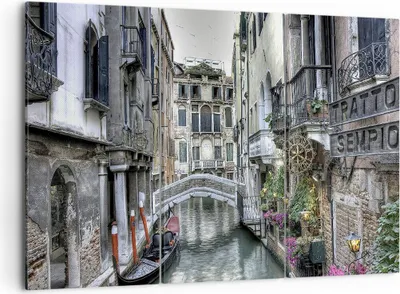 Produktbild von Bild auf Leinwand - Leinwandbild - Venedig Brücke Wasser - 105x70cm - Wand Bild - Wanddeko - Leinwanddruck - Bilder - Kunstdruck - Wanddekoration - Leinwand bilder - Wandkunst - CE105x70-3522