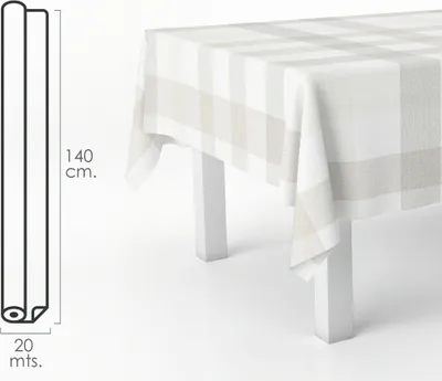 Produktbild von Gummi-Tischdecke Rolle 140 x 20 Meter. Kariert Beige