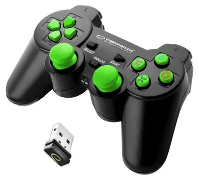 Productafbeelding van Esperanza Draadloze Gamepad 2,4 GHz voor PS3/PC, USB, Gladiator, zwart/groen