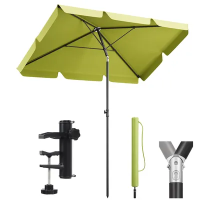 Produktbild von Sekey Sonnenschirm 200 x 125 cm Rechteckig Balkonschirm mit Balkonklammer und Schutzhülle, Neigbar, UV50+ Schutz, Apfelgrün