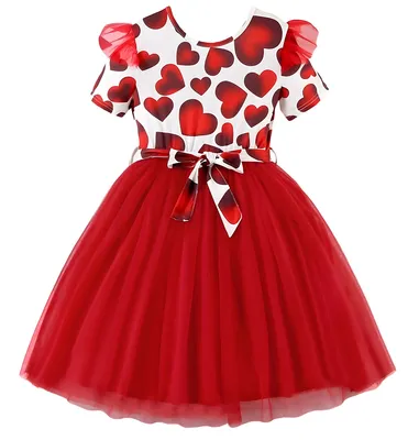 Imagen del producto de Vestido para niña con corazones y falda de tul, talla 128
