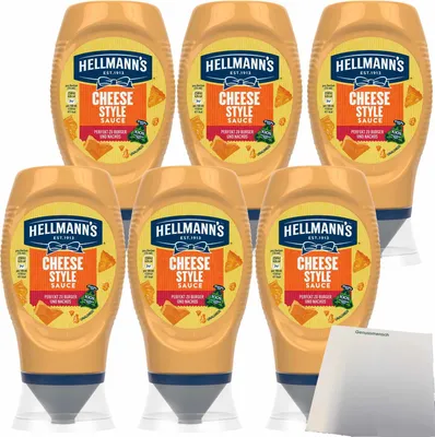 Produktbild von Hellmann's Cheese Style Sauce perfekt zu Burger und Nachos 6er Pack (6x250ml Flasche) + usy Block