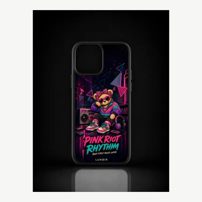 Productafbeelding van iPhone 12 Pro Max hoesje, telefoonhoesje, beschermhoesje, case met het Pink Riot design – LUNØIR ©