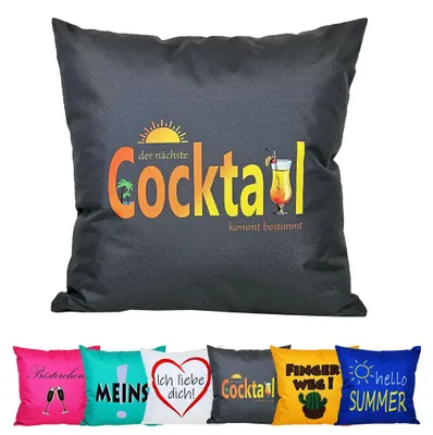 Produktbild von JACK 50x50cm Motiv Outdoor Lounge Kissen Dekokissen inkl. XXL-Füllung Wasserabweisend Sitzkissen Garten Stuhl Lotus Effekt lustig, Farbe:Cocktail