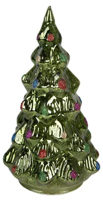 Obrázek produktu pro Clayre & Eef Vánoční dekorace s LED osvětlením Vánoční stromek Ø 13 x 23 cm Zelený Plast