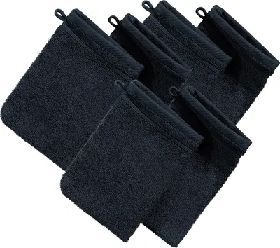 Produktbild von Erwin Müller Waschhandschuh Heidelberg" 6er-Pack schwarz 15x21 cm"