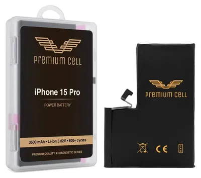 Produktbild von Premium Cell Akku für iPhone 15 Pro diagnosekompatibel 3500mAh 600+