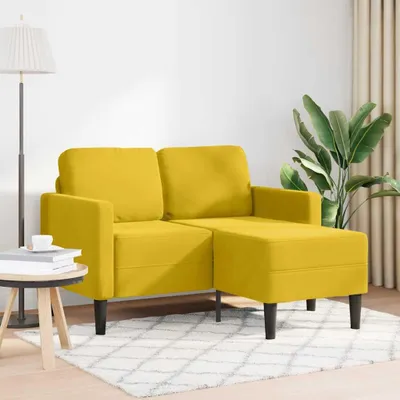 Obrázok produktu pre vidaXL 2-miestna pohovka s lehátkom v tvare L žltá 125 cm zamat