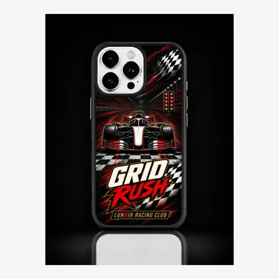 Productafbeelding van iPhone 16 Pro hoesje, telefoonhoesje, beschermhoesje, case met racebaanmotief – LUNØIR ©