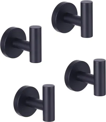 Produktbild von Famanu Wandhaken Set - 4 matte schwarze Haken aus Edelstahl
