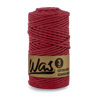Produktbild von Baumwollkordel  Geflochtene Baumwollschnur  Polyesterkernschnur  Für Makramee  Makramee-Seil Bastelkordel  3mm  100m weinrot DIY  WAS