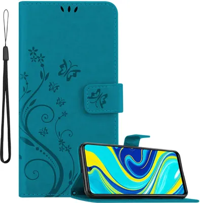 Immagine prodotto di Cadorabo Custodia per Xiaomi RedMi NOTE 9 PRO / NOTE 9S in BLU FLOREALE Cover protettiva con design floreale con chiusura magnetica, funzione stand e slot per carte di credito Flip Case Flower Cover Etui Handy Klapp Hülle Book Tasche