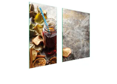 Produktbild von Herdabdeckplatten 2 teilig 75x52 Glaskeramikkochfeld Abdeckung Glas Schneidebrett Getränk Küche