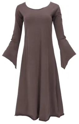 Produktbild von Schmal Geschnittenes Elfenkleid, Mittelalter Kleid mit Trompetenärmeln - Braun, Damen, Baumwolle,Elasthan, Größe: S