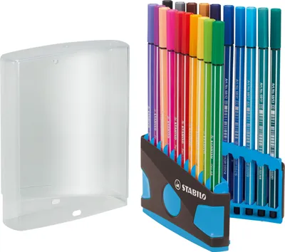 Obrázok produktu pre Prémiové fixky - STABILO Pen 68 Colorparade - stolová súprava 20 ks v antracitovej/svetlomodrej farbe - s 20 rôznymi farbami