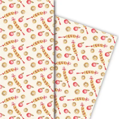Produktbild von Orientalisches Geschenkpapier mit Ornamenten in rot - G6387, 32 x 48cm