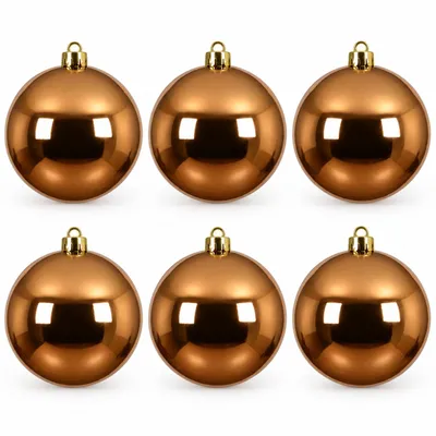 Produktbild von 6 x Weihnachtskugeln aus Kunststoff zum Hängen für den Außenbereich - Frost und Wetterfest - Outdoor Weihnachtkugeln - Christbaumkugeln draußen Ø 15cm, KI-generiertes Bild
