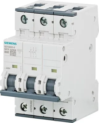 Imagen del producto de Siemens Automat B 25A 5SY43256, 400V, 10kA, 3 polos