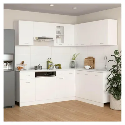 Produktbild von 11-teiliges Küchenschrank-Set, weiß, Holzwerkstoff