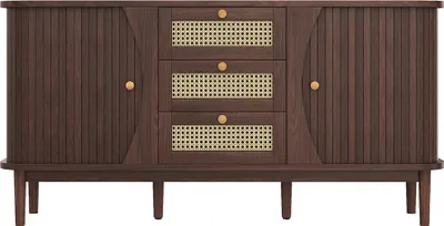 Produktbild von Sideboard mit Schubladen und Schiebetüren Aufbewahrungsschrank Schubladenschrank Kommode Rattanschrank