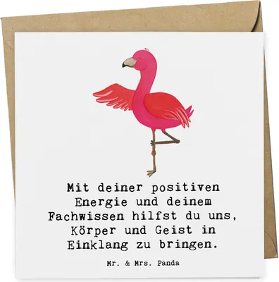 Produktbild von Mr. & Mrs. Panda doppelkarte Yoga Trainerin Harmonie - Weiß - Geschenk, Glückwunschkarte, Entspannung, Danksagung, Balance, Sportart, innerer Frieden, faltkarte