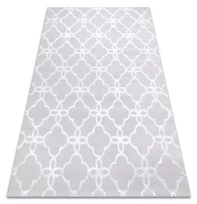 Zdjęcie produktu dla Dywan MEFE nowoczesny 8504 Koniczyna, kwiatki - Strukturalny, dwa poziomy runa / biały szary 80x150 cm