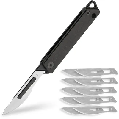 Immagine prodotto di Coltello tascabile con lama a "Flipper", modello Titan, colore nero, lama n.24, apertura rapida, portachiavi, ideale per l'uso quotidiano (EDC)