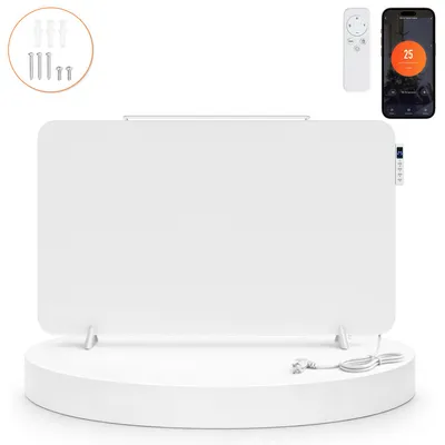 Produktbild von Peviasot 800W Infrarot Heizpaneel mit App-Steuerung, Touchdisplay, Timer und Handtuchhalter, Weiß