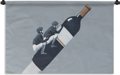 Produktbild von MuchoWow® Wandteppich Wandbehang Flasche - Männer - Vintage 90x60 cm Tapisserie Dekoration Wandtuch - Wandskulpturen - Bildteppich