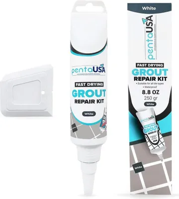 Produktbild von PentaUSA Fliesenfugen-Reparaturset, Grau, Fugenfüller, dreifacher Schutz, schnell trocknend, erneuert Fugenlinien, 250 g.