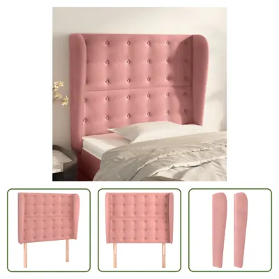 Produktbild von The Living Store Kopfteil mit Ohren Rosa 83x23x118/128 cm Samt