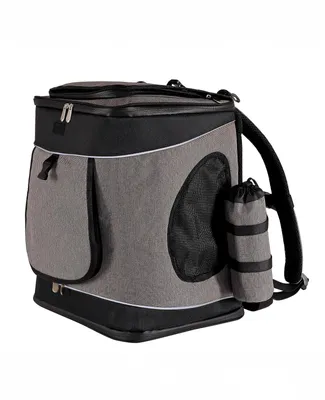 Produktbild von lionto Katzen-Rucksack, komfortabler & wetterfester Haustierrucksack mit Belüftung, Karabinerhaken & Reflektoren, grau/schwarz