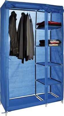 Produktbild von Kleiderschrank mit 5 Ablageborten Maße: ca. 110 x 46 x 178 cm, blau