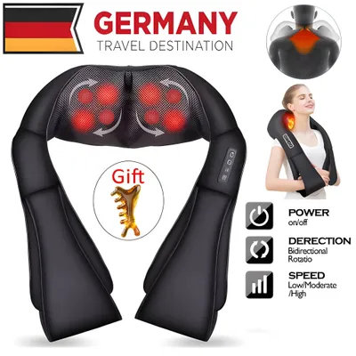Produktbild von Wärmemassagegerät, Knetkissen, Massagegerät für Nacken, Rücken, Schultern, Füße und Beine, Elektrische Ganzkörpermassage, Massagekissen