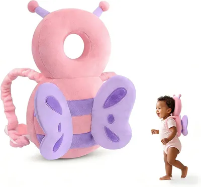 Obrázok produktu pre Detský vankúš 19x6x33 cm, ružový motýľ, nastaviteľný bezpečnostný vankúš, pre chôdzu