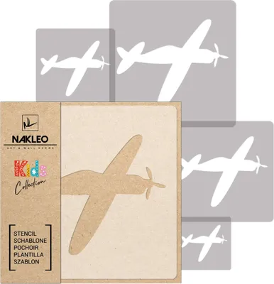 Produktbild von Schablonen Malen für Kinder, 5 Stück Set 9x9 cm bis 34x34 cm Flugzeuge Flug Fliegen, Wiederverwendbare Kunststoff für Kinderzimmer Malvorlage Raumdekoration